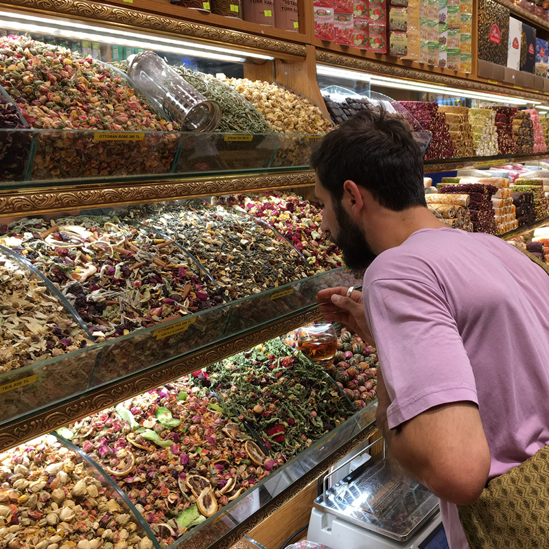 man choosing herbs